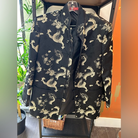 Blazer in the Chinese style embroidered with dragons size 8 Brand OCHI - Picture 5 of 8